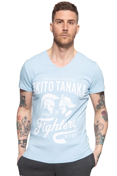 Akito Tanaka Herren T-Shirt mit Frontprint Gladiator Fighters blau - Image 1