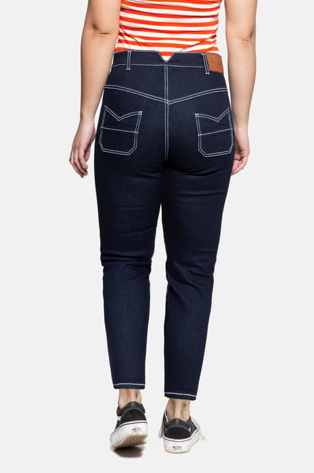 Queen Kerosin Damen High Waist Slim Fit Jeans Betty dunkelblau - Image 2
