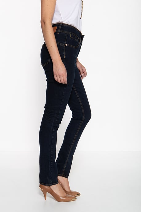 Amor, Truth & Trust Damen Slim Fit Jeans mit kontrastierdenden Absteppungen Chloe dunkelblau - Image 2