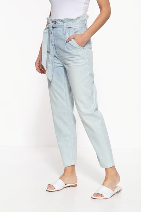 Amor, Truth & Trust Damen ATT JEANS Damen Jeans im Paperbag-Design mit Streifenmuster Moon hellblau - Image 2