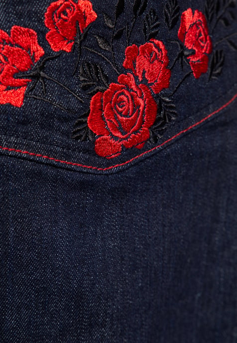Queen Kerosin Damen Western Swingrock Roses Denim - Image 4