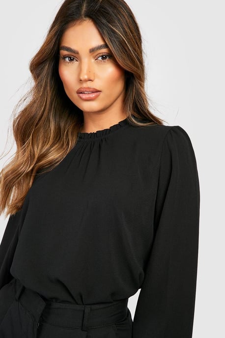 Frill Neck Long Sleeve Woven Blouse - Image 4