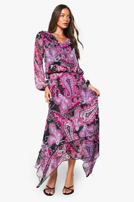 Paisley Chiffon Ruffle Blouse - Image 3