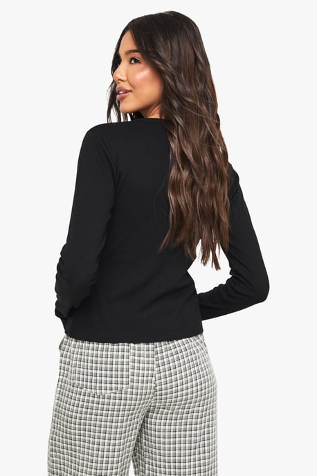 Rib Popper Front Long Sleeve Top - Image 2