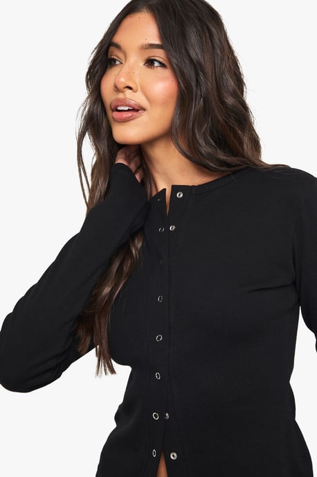 Rib Popper Front Long Sleeve Top - Image 4