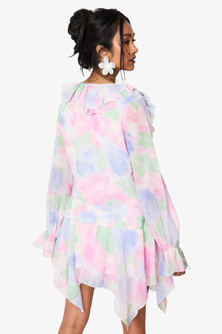 Floral Chiffon Ruffle Blouse - Image 2