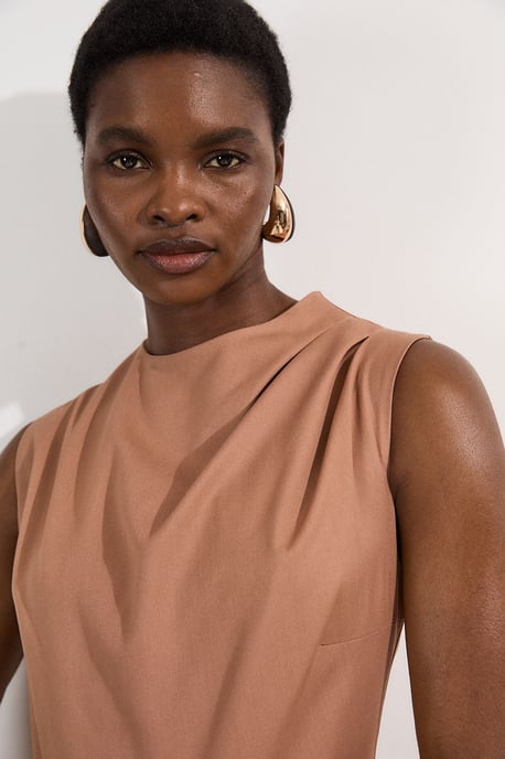 Tailored Drapey Bodice Asymmetric Midi Dress - Image 4