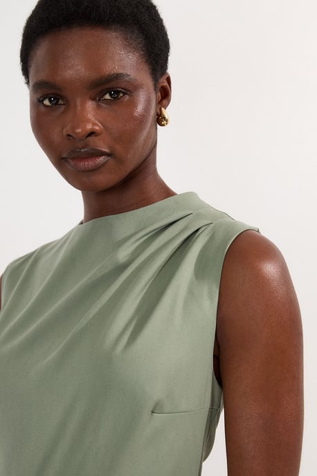Tailored Drapey Bodice Asymmetric Midi Dress - Image 4