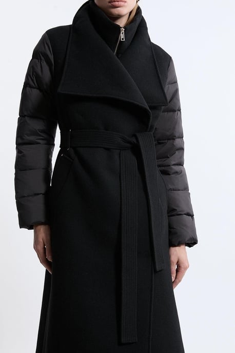 Wool Blend Hybrid Puffer Belted Midi Coat - Image 5