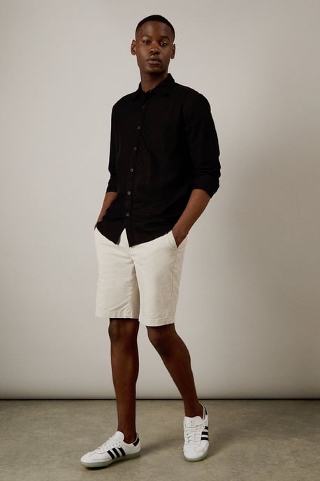 Black Linen Blend Long Sleeve Shirt - Image 4