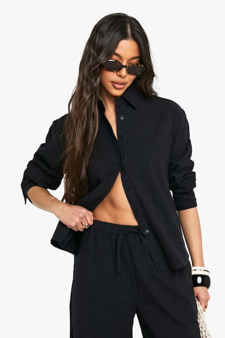 Linen Look Oversized Shirt - Image 1