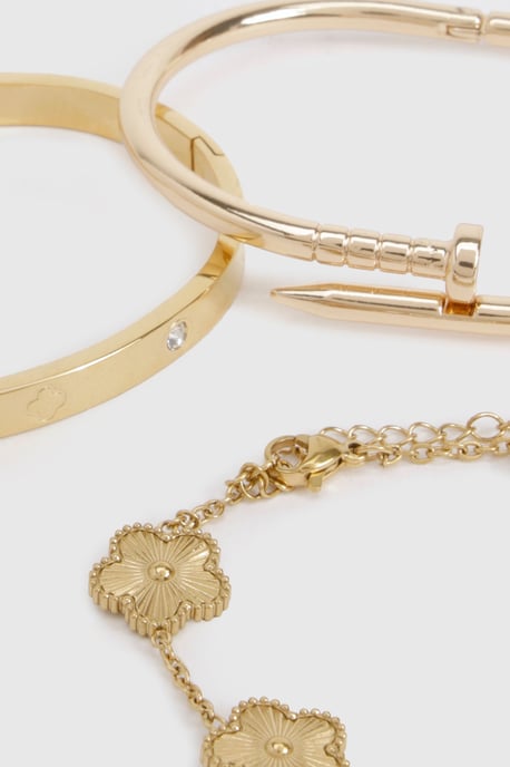 3 Pack Gold Detail Bracelets - Image 3