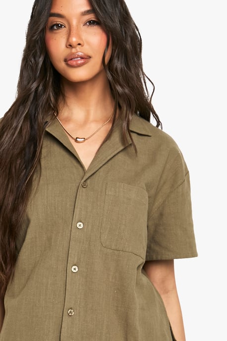 Linen Look Short Sleeve Shirt - Image 4
