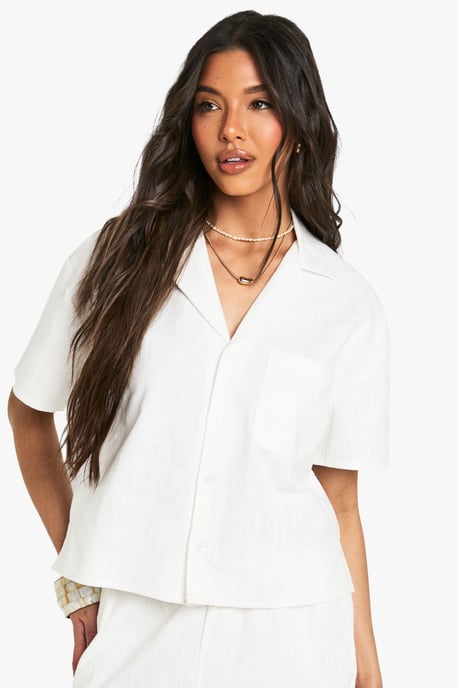 Linen Look Short Sleeve Shirt - Image 4
