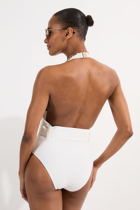 Hardware Detail Belted Plunge Swimsuit - Image 5