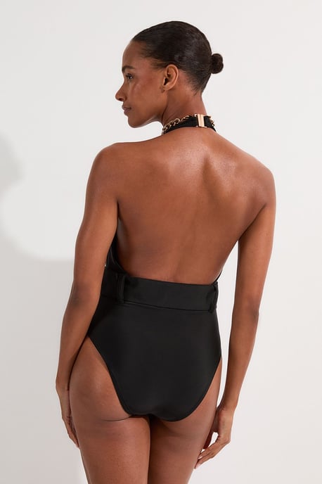 Hardware Detail Belted Plunge Swimsuit - Image 5