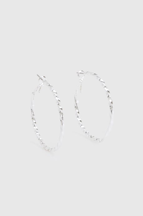 Silver Embellished Large Hoop Earrings - Image 2