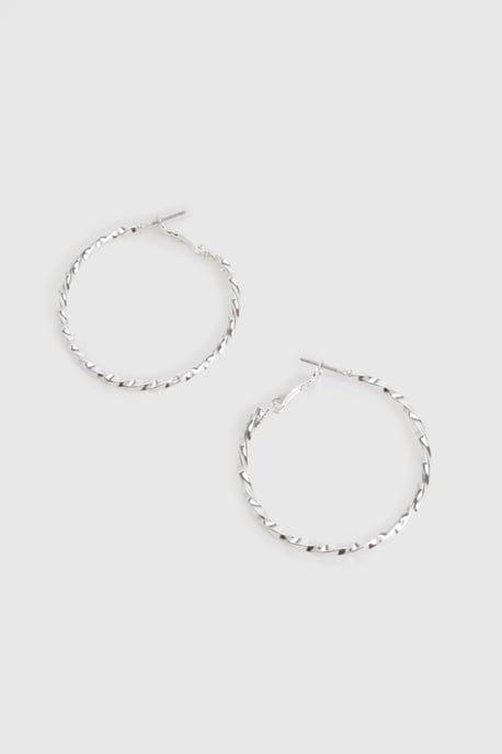 Silver Embellished Large Hoop Earrings - Image 3