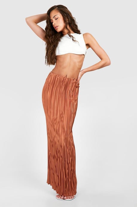 Premium Satin Plisse Maxi Skirt - Image 1
