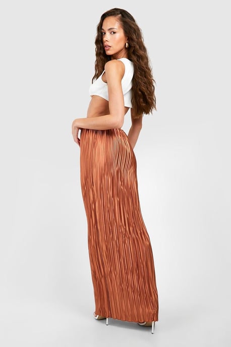 Premium Satin Plisse Maxi Skirt - Image 2