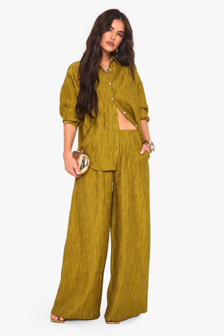 Woven Crinkle Wide Leg Trousers - Image 5