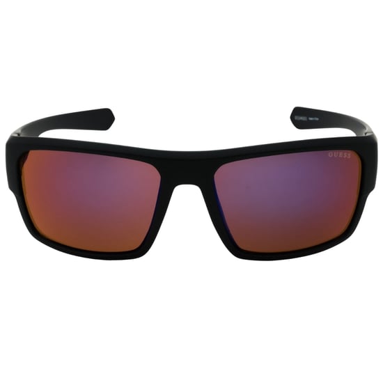 Guess Zwarte Zonnebril met Gebogen Montuur en Roze Lens - Image 1