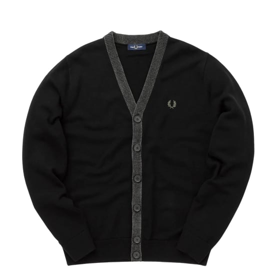 Fred Perry Black Chenille Placket Cardigan - Image 1