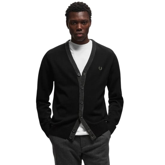 Fred Perry Black Chenille Placket Cardigan - Image 2