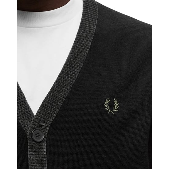 Fred Perry Black Chenille Placket Cardigan - Image 3
