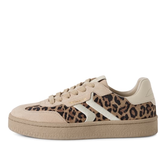 Tamaris Dam Leapord Bruna Mocka Läder Moderiktiga Sneakers Med Snörning - Image 4
