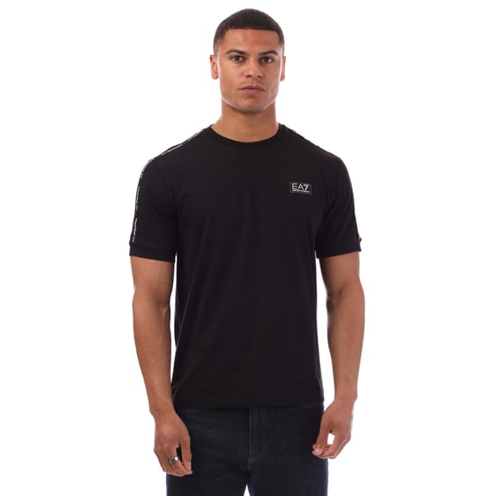 Men's Emporio Armani EA7 Logo Tape T-Shirt in Black - Image 1