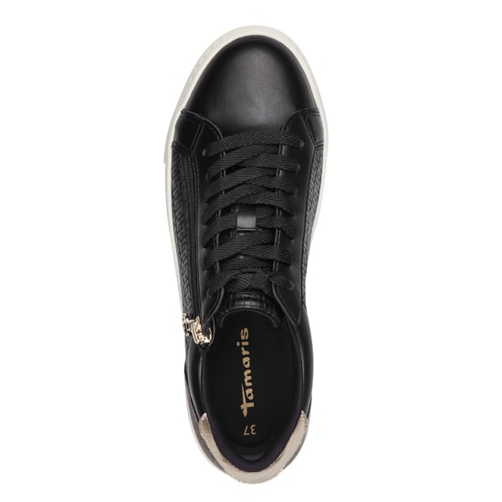 Tamaris Dames Zwart Goud Kunstleren Mode Veterschoenen - Image 5