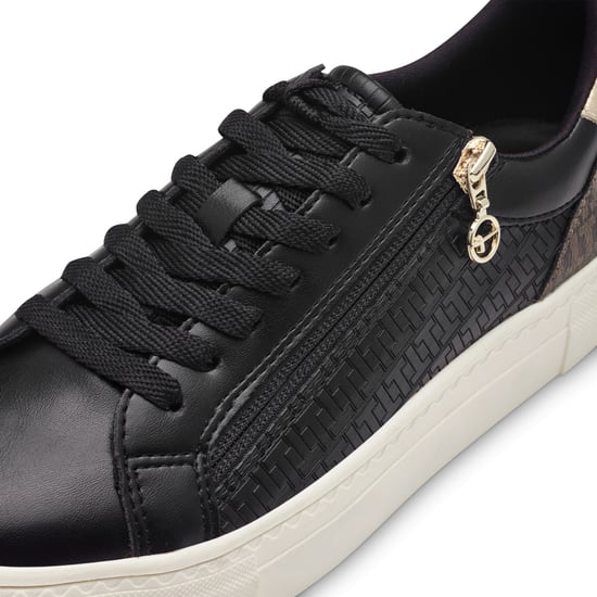 Tamaris Dames Zwart Goud Kunstleren Mode Veterschoenen - Image 6