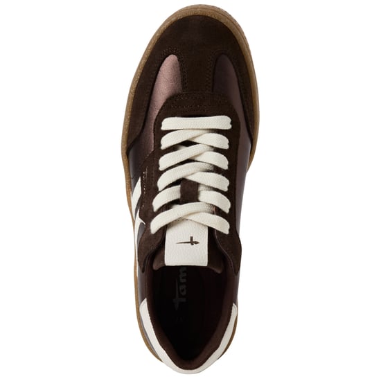 Tamaris Dam Bruna Vita Mocka Läder Moderiktiga Sneakers Med Snörning - Image 5