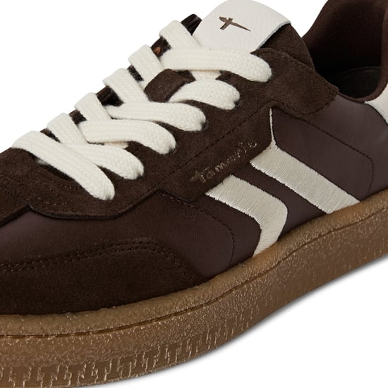 Tamaris Dam Bruna Vita Mocka Läder Moderiktiga Sneakers Med Snörning - Image 6