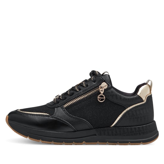Tamaris Womens Black Gold Fashion Lace-up Zipped Sneakers Trainers - Image 4