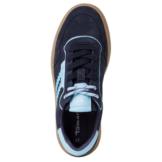 Tamaris Dames Marineblauwe Leren Fashion Stripe Veterschoenen - Image 5