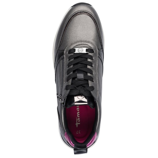 Tamaris Womens Pewter Silver Pink Fashion Lace-up Zipped Sneakers Trainers - Image 5