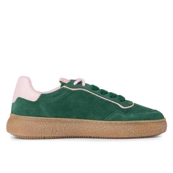 Tamaris Dames Groen Roze Leren Fashion Gestreepte Veterschoenen - Image 1