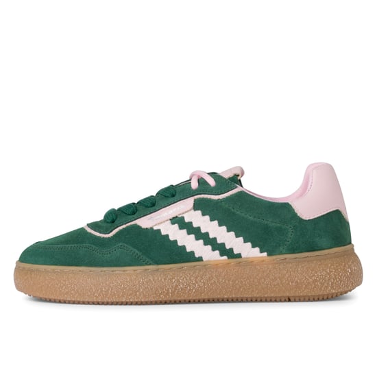 Tamaris Dames Groen Roze Leren Fashion Gestreepte Veterschoenen - Image 4