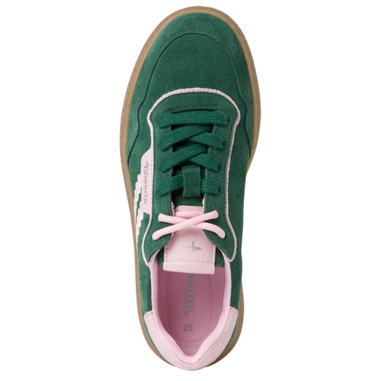 Tamaris Dames Groen Roze Leren Fashion Gestreepte Veterschoenen - Image 5