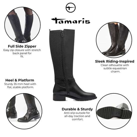 Tamaris Dames Zwarte Leren Kniehoge Rijlaarzen - Image 2