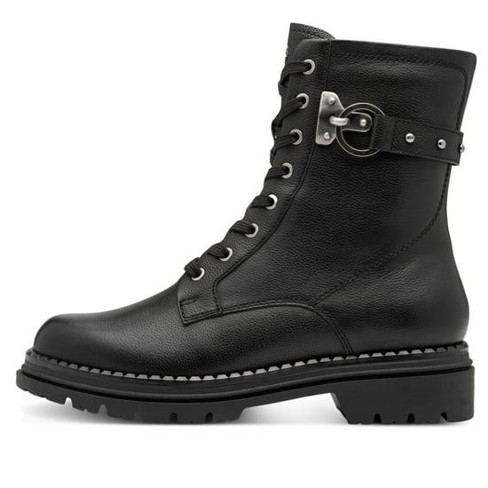 Tamaris Dames Fashion Zwarte Leren Veterschoenen met Rits Combat Enkellaarsjes - Image 4
