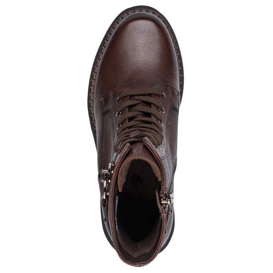 Tamaris Dames Fashion Bruine Leren Veterschoenen met Rits Combat Enkellaarsjes - Image 5