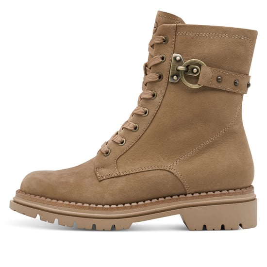 Tamaris Dames Fashion Camel Beige Leren Veterschoenen met Rits Combat Enkellaarsjes - Image 4