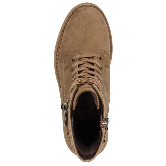 Tamaris Dames Fashion Camel Beige Leren Veterschoenen met Rits Combat Enkellaarsjes - Image 5