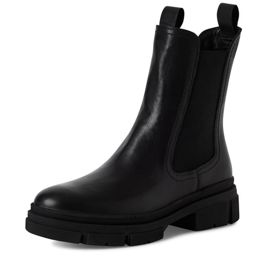 Tamaris Womens Black Leather Classic High Pull-On Chelsea Ankle Boots - Image 3
