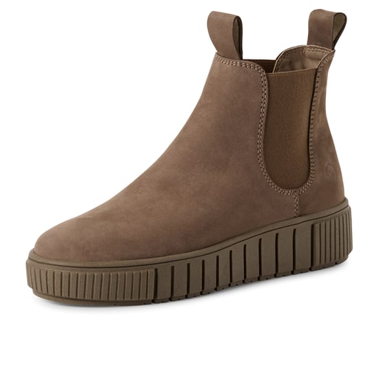 Tamaris Womens Taupe Brown Leather Chelsea Ankle Boots - Image 3