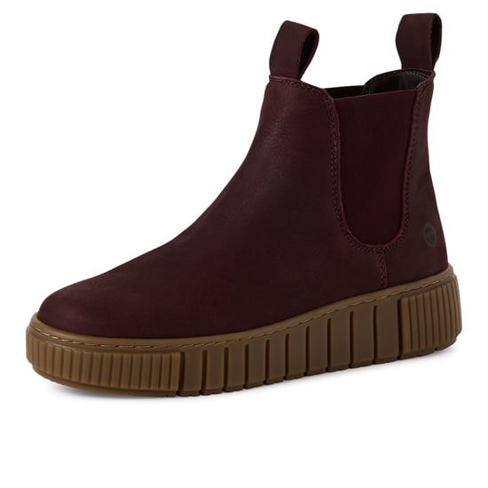 Tamaris Womens Bordeaux Burgundy Leather Chelsea Ankle Boots - Image 3