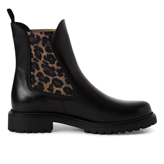 Tamaris Womens Black Leopard Leather Classic High Chelsea Ankle Boots - Image 1